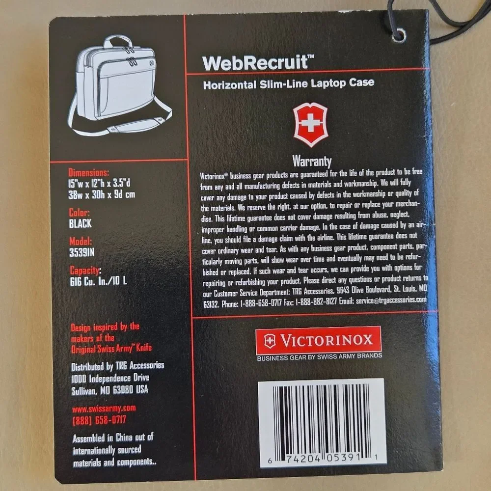 Swiss Army Business Gear Laptop Briefcase Web Recruit Victorinox Black NEW - Picture 6 of 16